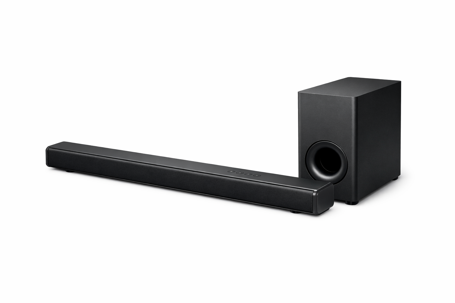 Kompakte ULTIMEA 2.1 Soundbar vor Fernseher