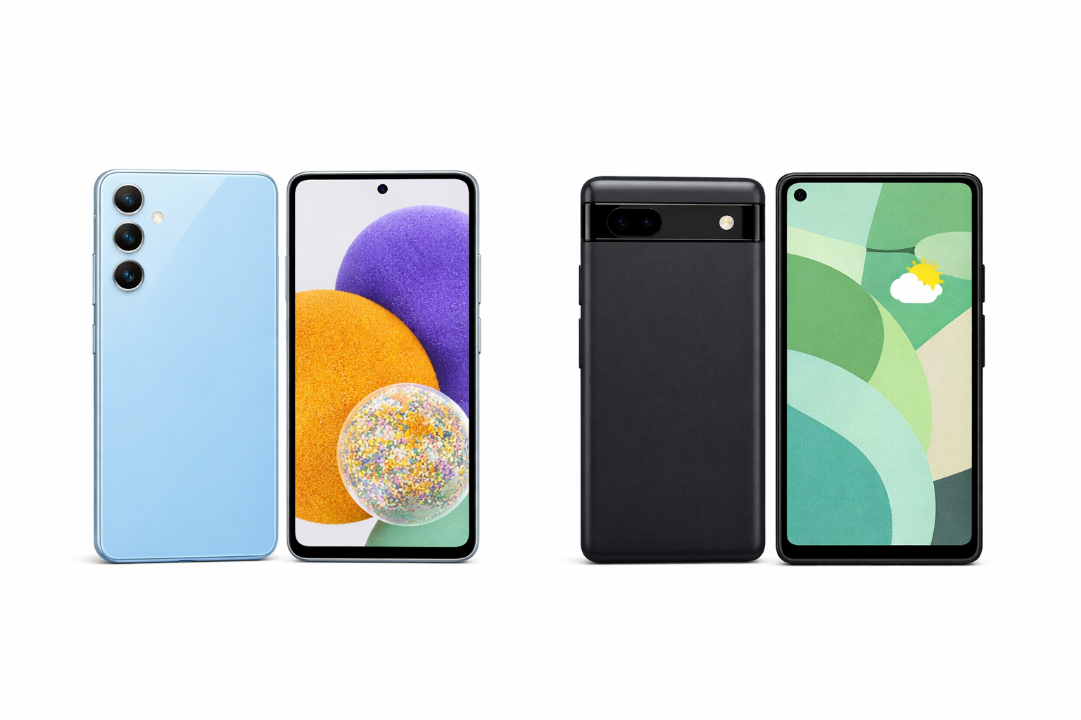 Samsung Galaxy A57 5G und Google Pixel 10a im Vergleich nebeneinander