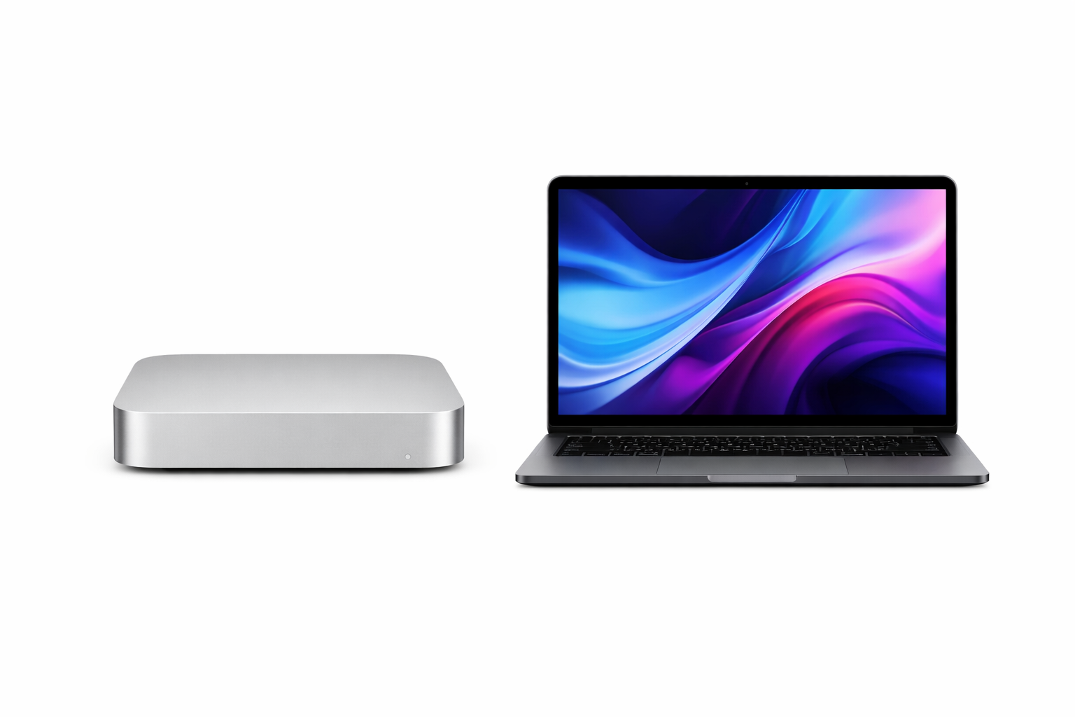 Mac mini M4 neben MacBook Neo 13 im Vergleich auf Schreibtisch