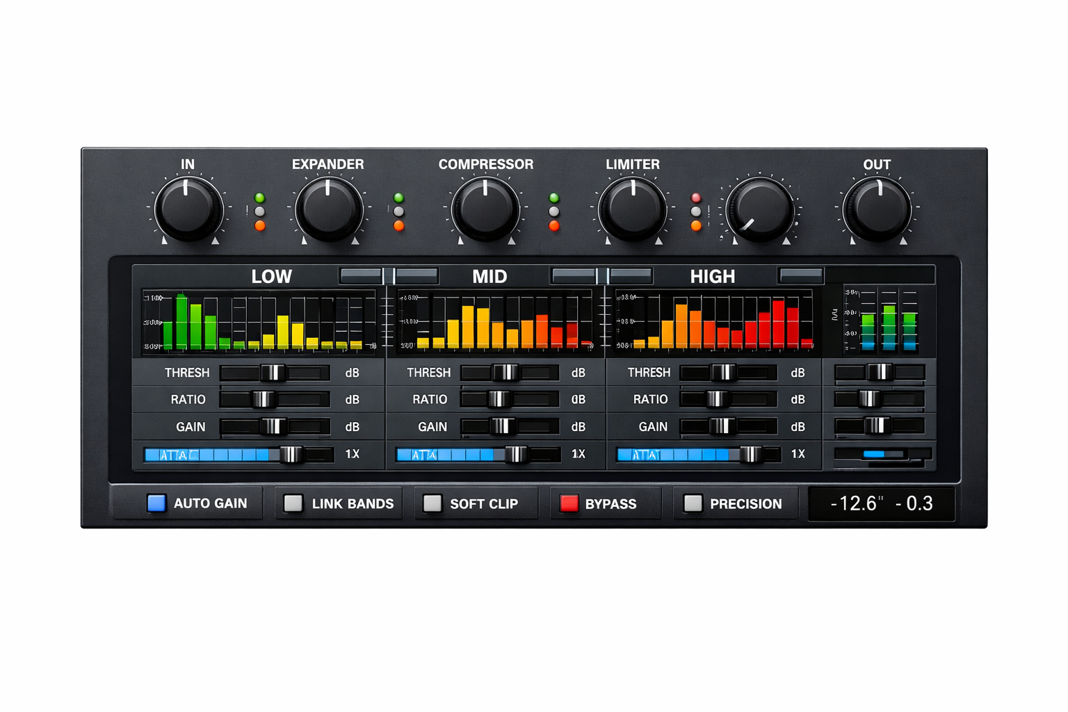 Multiband-Dynamikprozessor Plugin Oberfläche