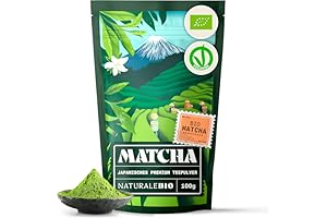 Matcha Tee Pulver in Schale mit Bambusbesen