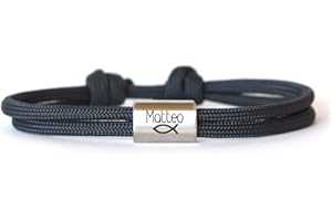 Kinderarmband mit Namensgravur aus Edelstahl und Nylon