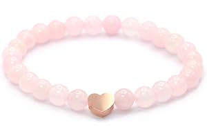 Rosenquarz Armband mit Herzanhänger