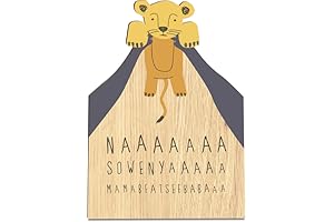 Holzkarte mit Löwenbaby zur Geburt