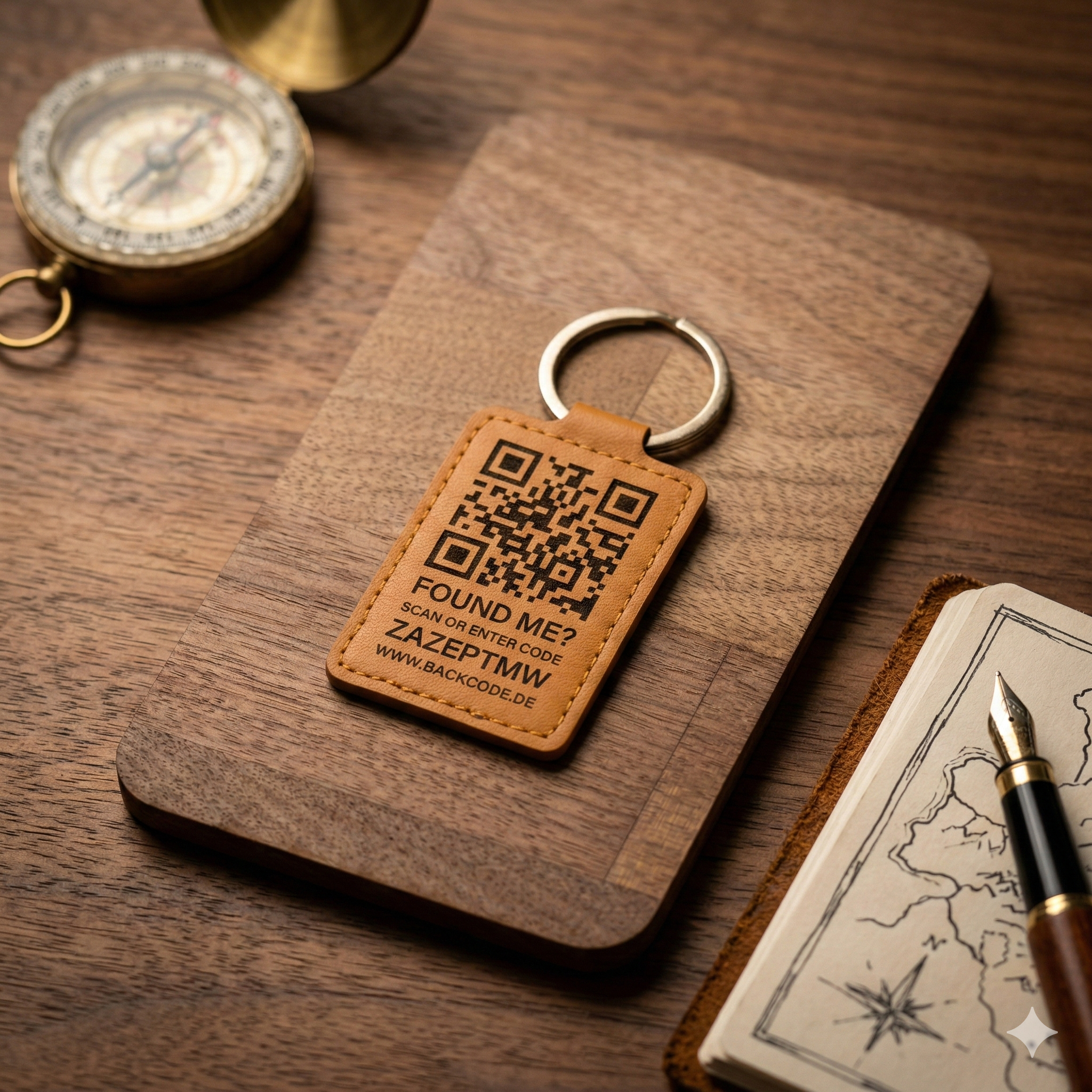 BackCode Schlüsselanhänger mit QR-Code aus PU-Leder